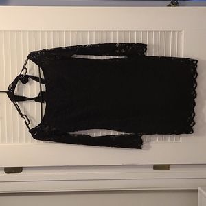 Black lace dress with neck lace